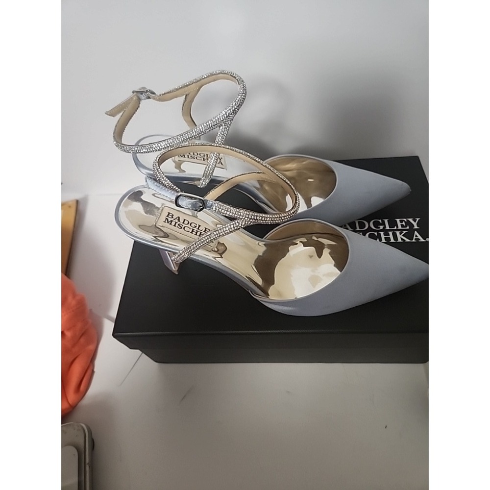 Badgley Mischka Embellished Ankle Strap Heels Evening Party Shoe size 6 1/2